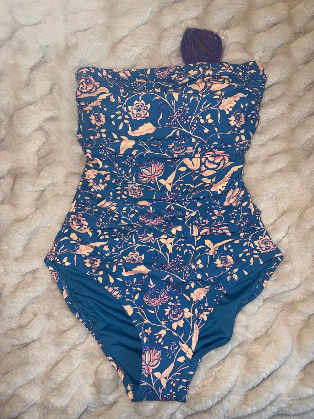 JCrew Gemma ruched bandeau Floral Strapless One-Piece Swimsuit - Picture 6 of 6